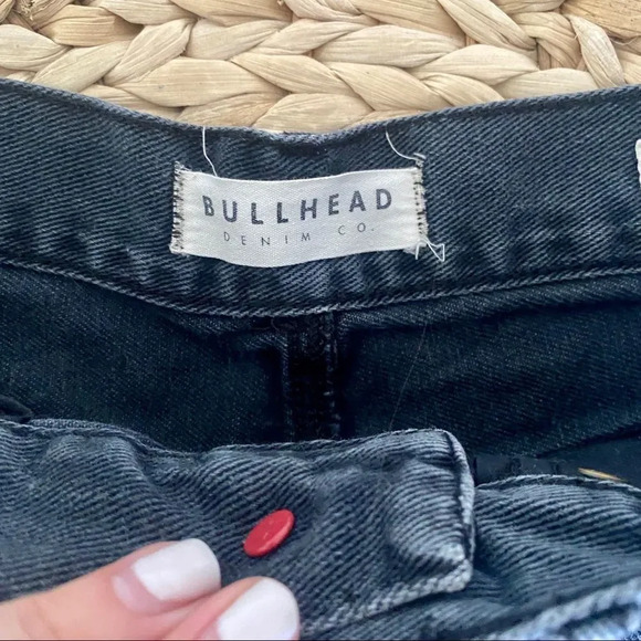 Bullhead Denim Co Distressed Black High Rise Mini Jean Short - Picture 4 of 8